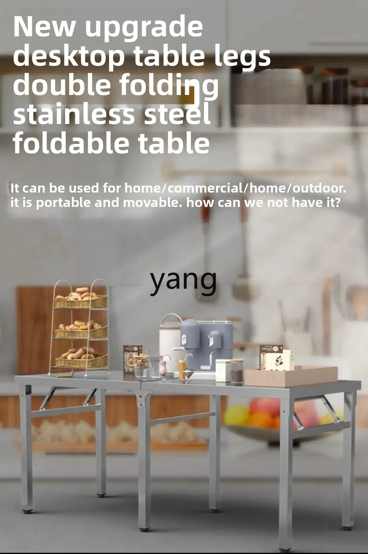 LMM stainless steel rectangular table integrated folding outdoor camping barbecue table