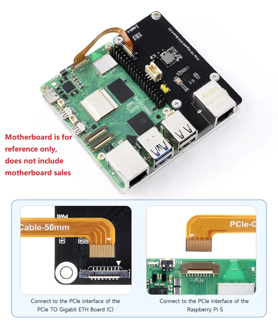 Adaptateur Ethernet PCIe vers Gigabit, sans pilote, compatible avec Raspberry Pi 5, OS