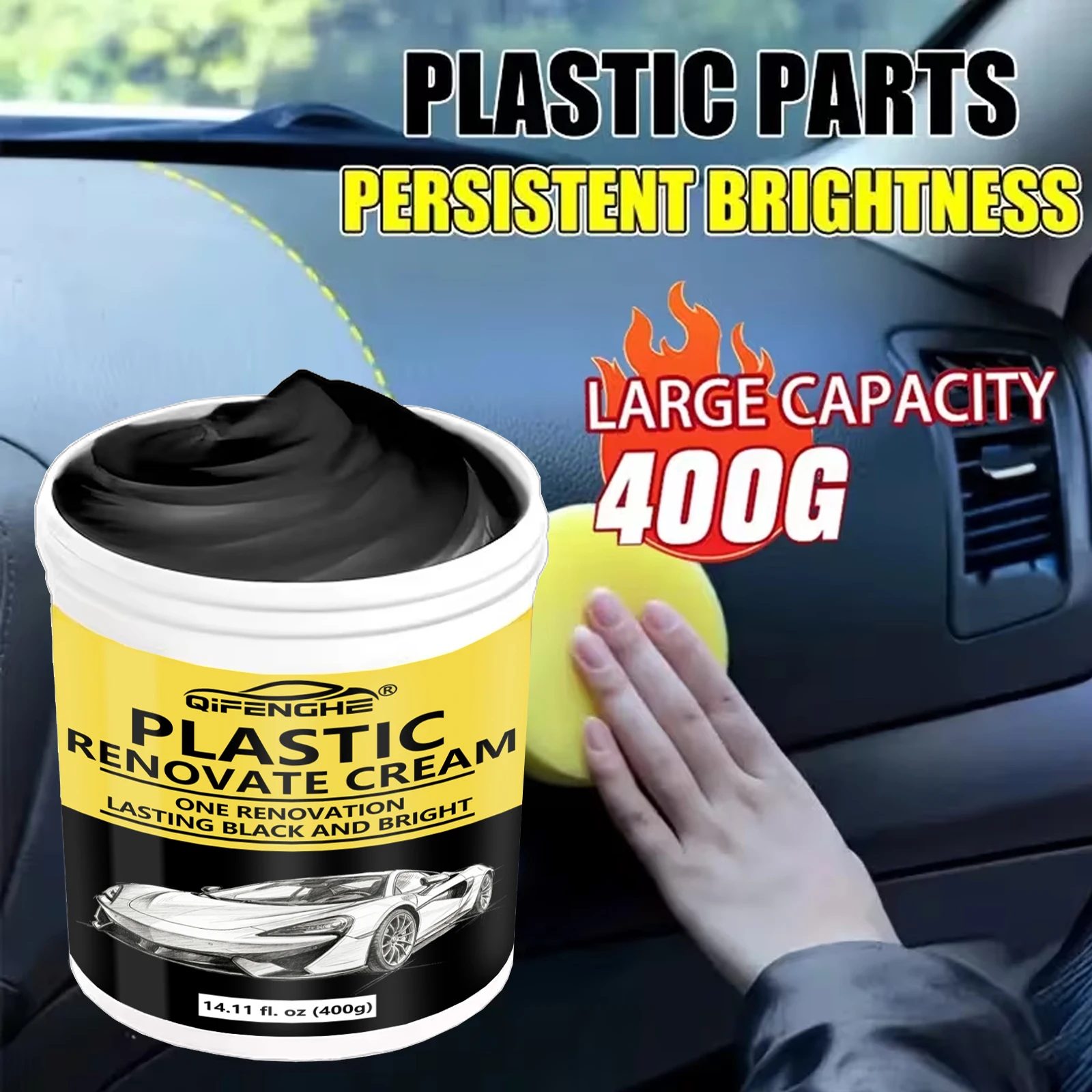 Plastic Polish & Tire Coating - All-in-One Restorer for Dashboards, Seats & Bumpers | Long-Lasting PVC Formula | Streak-Free