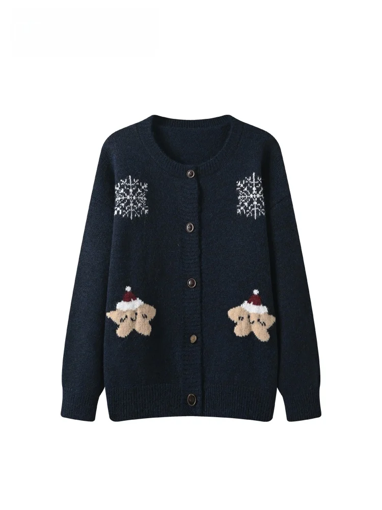 

CaraCLUB plus Size round Ne Long Sve Knitted Sweater Women's Autumn Winter Faion College Sle Thiened Wool Blend Sw...