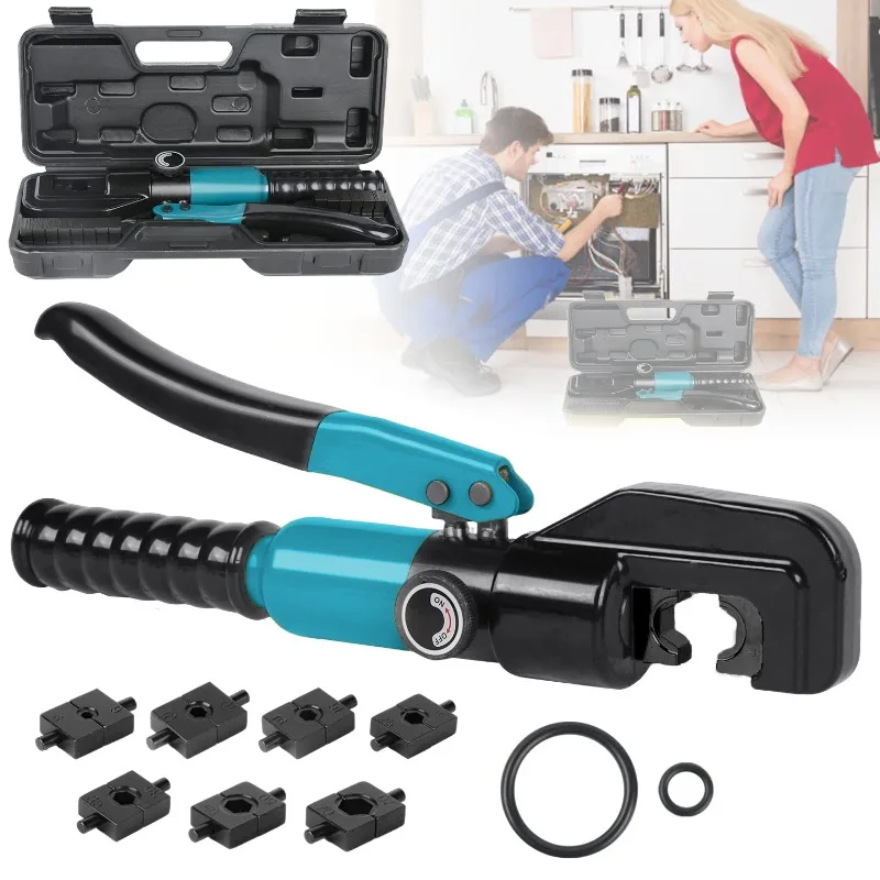 Manual Hydraulic Crimping Tool 8T Cable Wire Lug Crimping Plier 4 6 10 16 25 35 50 70mm Dies HighVoltage Terminal Hex Pliers Kit
