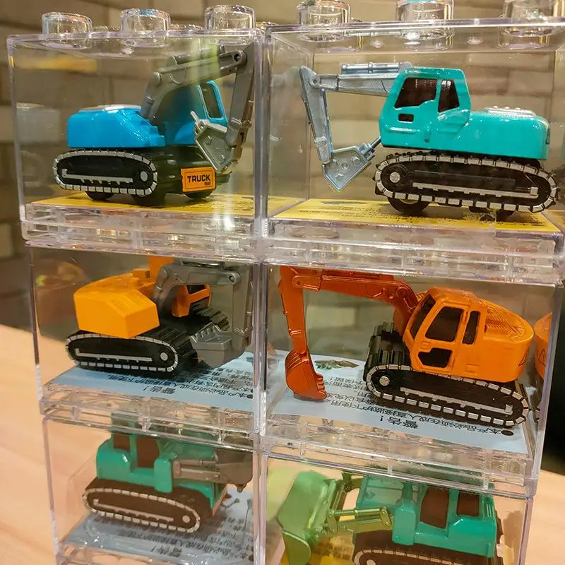 1Pcs Alloy Car Model Simulation Engineering Car Pull Back Car Toy With Transparent Storage Box Sliding Inertia Model Car Toy