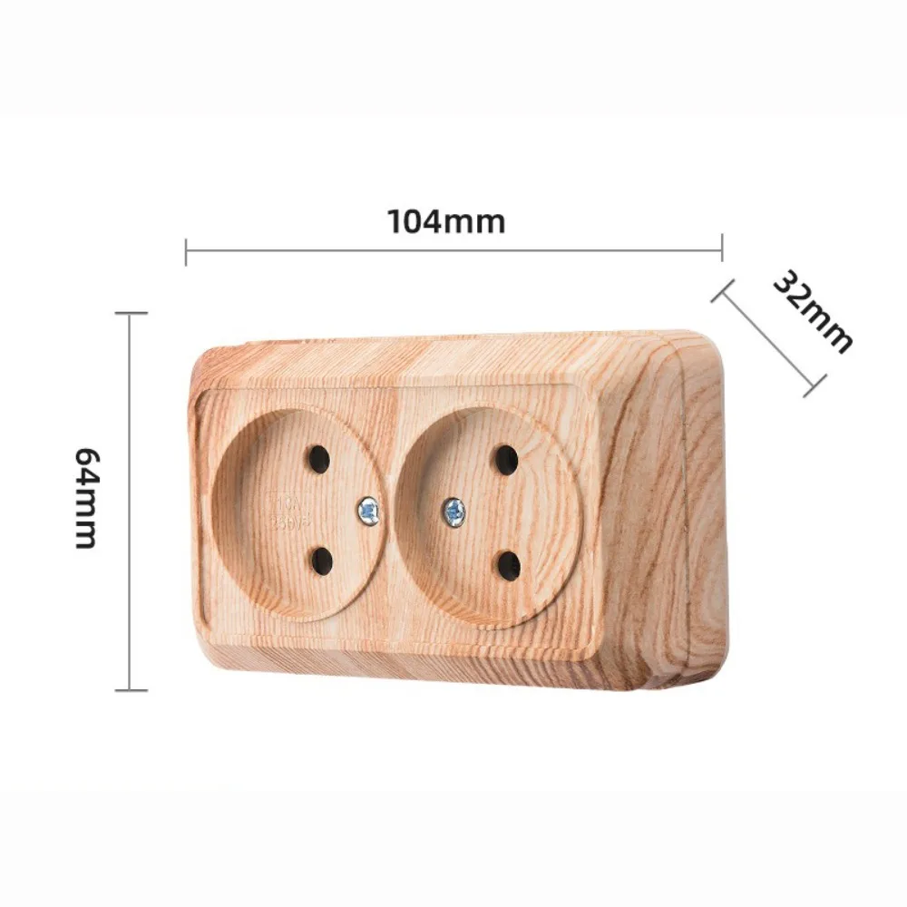 Modern Plastic Wall Switch EU Standard Square EU Wood Grain Power Exterior Wall