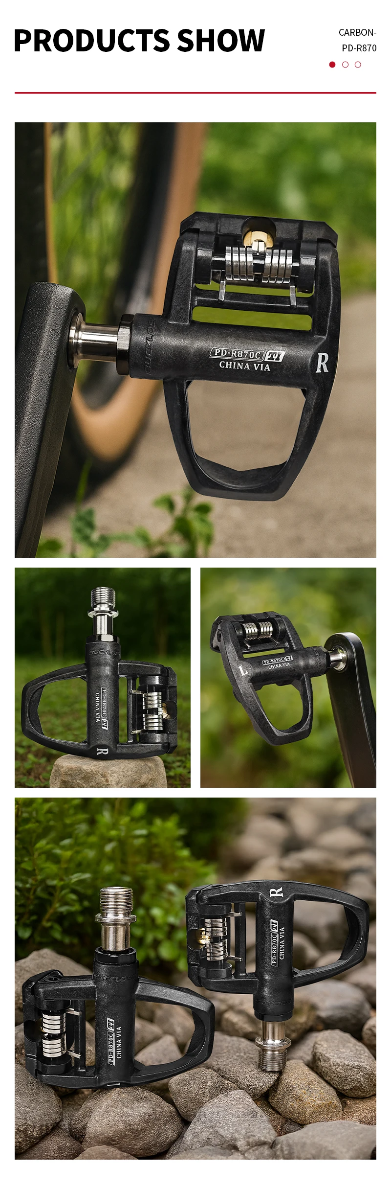 BUCKLOS Fahrradpedale Rennrad-Klickpedale aus Carbon-Nylon, Ultraleichte Selbstverriegelnde Plattformpedale für Gravel-Radsport – Detail 12