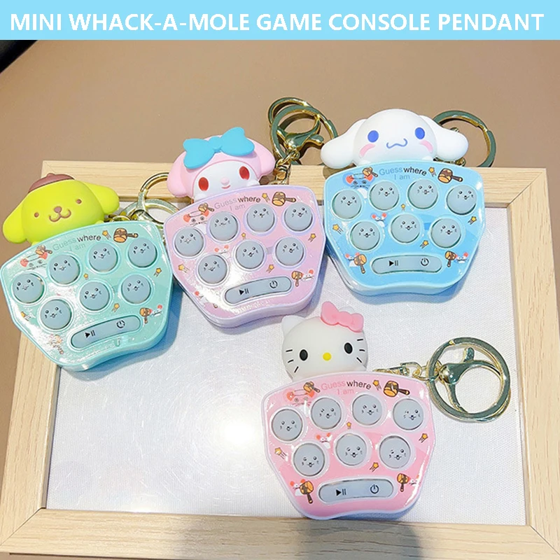 5Pcs Personalized Whack-A-Mole Game Machine Hello Kitty Keychain Kawaii Cinnamoroll Girl Bag Pendant Student Toy Holiday Gift