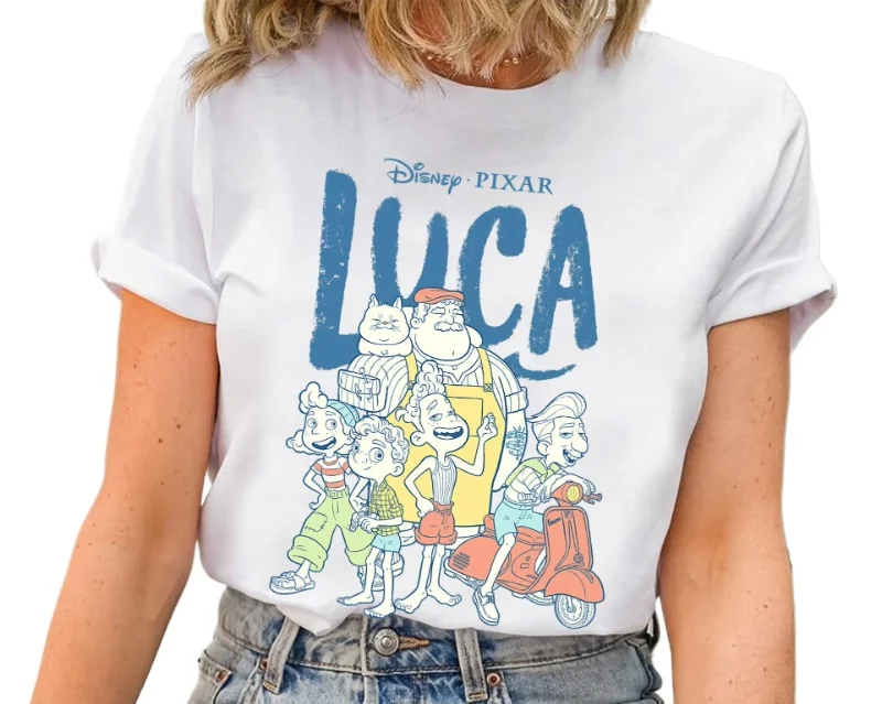 تي شيرت بشعار Disney Luca Group Shot، قميص ملصق Disney Luca، قميص عائلة Disneyland المطابق، تي شيرت مملكة سحرية