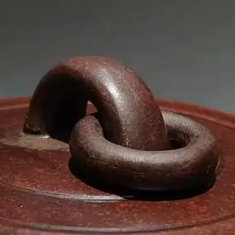 Purple Clay Pot Engraved poetry Water flat pot Pull ring lid pot Kettle Teapot Pot Tea Tasting Tea Ceremony