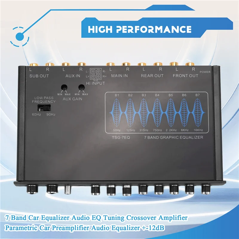 FORW-7 Band Car Equalizer Audio EQ Tuning Crossover Amplifier Parametric Car Preamplifier Audio Equalizer +-12Db