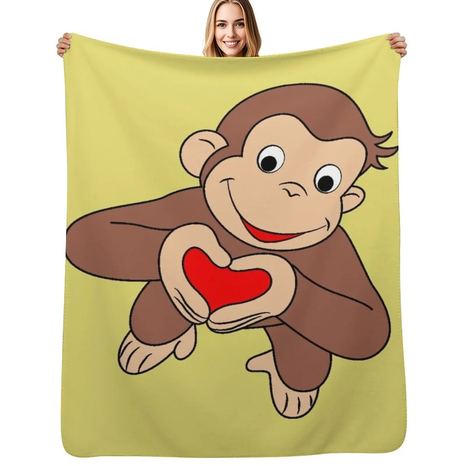 

Curious George Is All Heart Throw Blanket Fluffy Cozy Throw Blanket for Home Decor