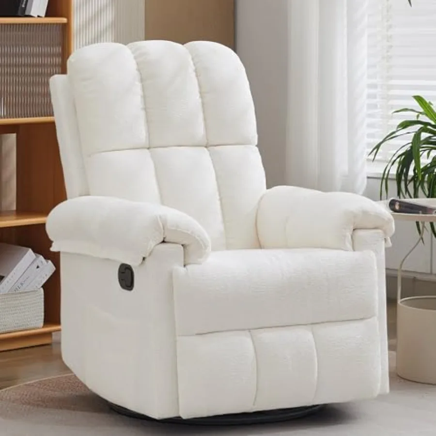 Recliner Chair, Swivel Rocker Recliner Chair for Adults, Small Recliners for Small Spaces, Upholstered with Side Pockets, Nurse