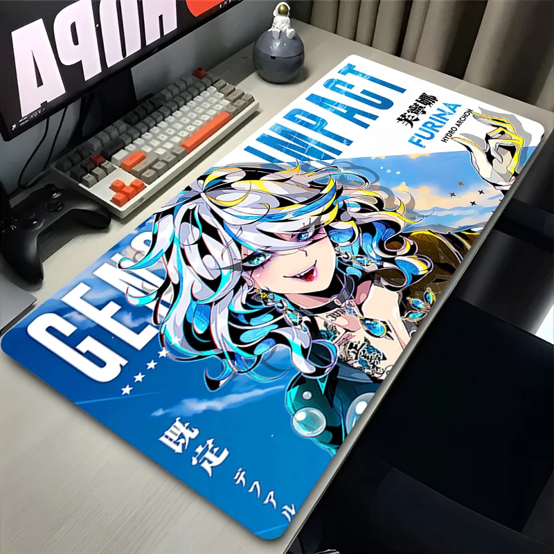 

Genshin Impact Furina Mouse Pad PC Kawaii Sexy Anime Girls Mousepad XXL Gamer Cabinet Keyboard Rug Laptop Blue Gaming Desk Mat