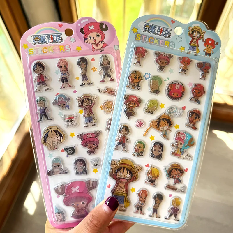 Japanese Style Cute One Piece Sticker Cartoon Monkey D Luffy 3D Relief Crystal Sticker Student Diy Phone Case Reward Toys Gift view 2