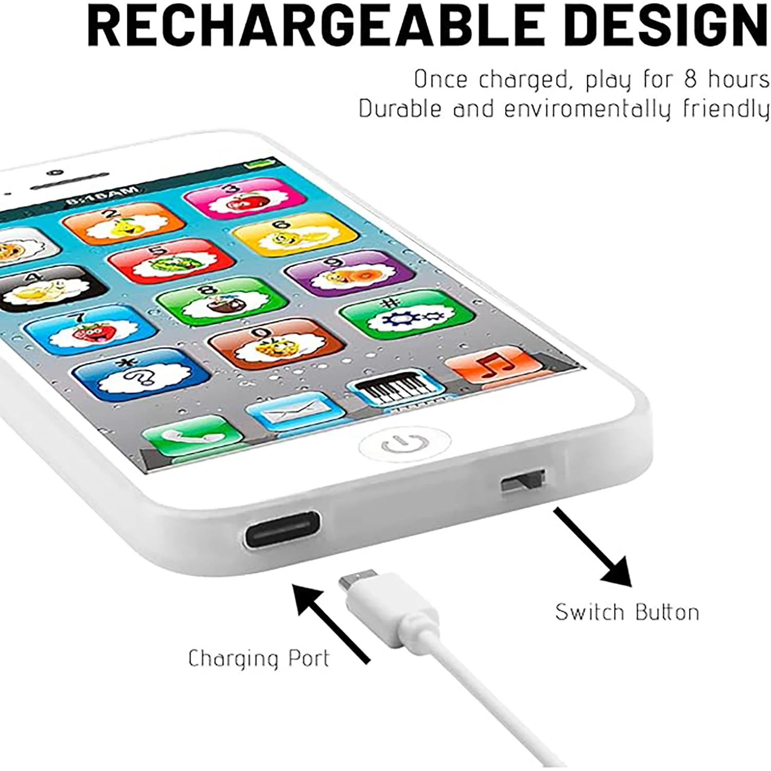 ألعاب هواتف محمولة للأطفال، هاتف تعليمي مبكر بشاشة لمس ومحاكاة واقعية، جهاز تعلم اللغة الإنجليزية قابل للشحن