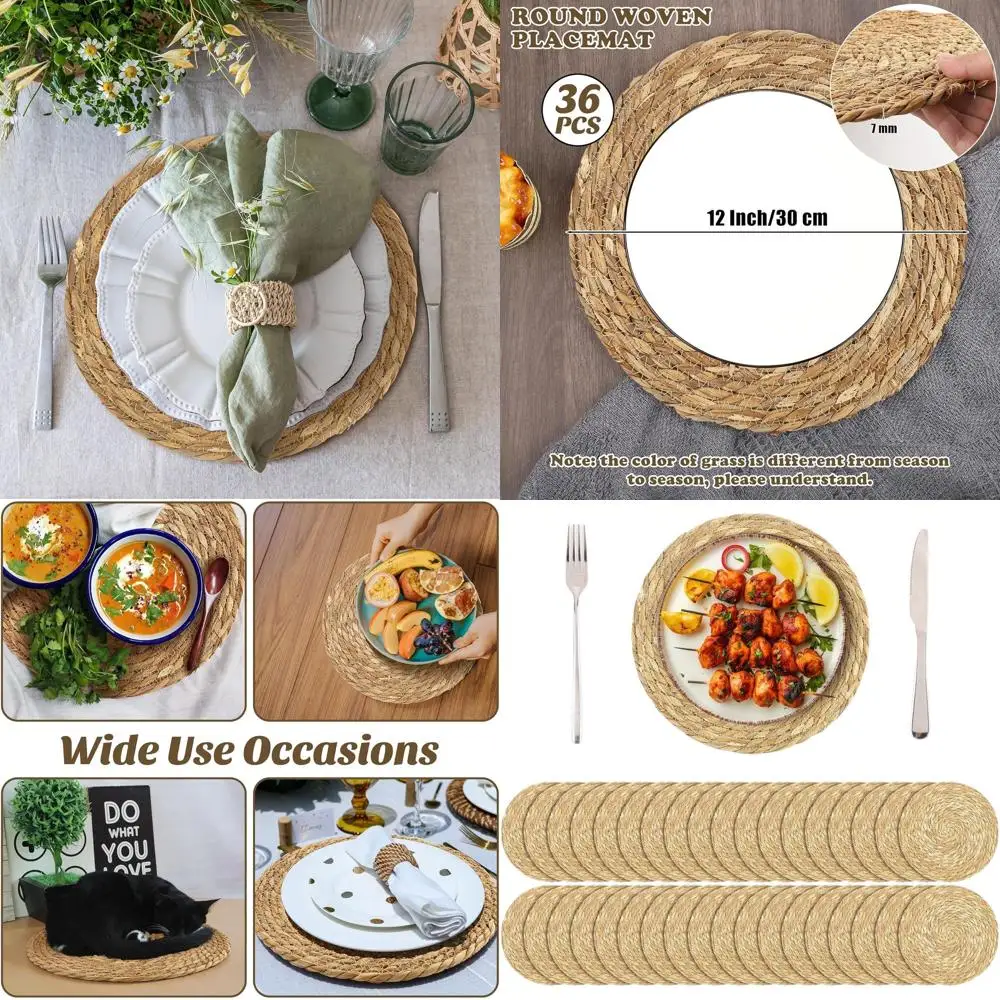 

36 предметов, 12 плетеных салфеток из натуральной пуруши для деревенского и домашнего столовой