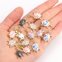 10Pcs Fashion Tortoise Shape Pendant Gold Colour Alloy Charm Jewelry Making Cartoon Sea Turtle Necklace Keychain DIY Accessories