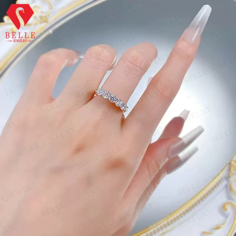 

Кольцо с муассанитом S925, круглое бриллиантовое огранки, позолоченное кольцо 14 карат/18 карат, ювелирное изделие, подарок на свадьбу и юбилей