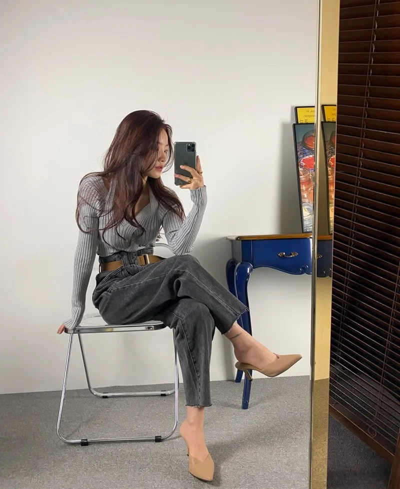 Fashion Vintage Mom Jean Loose Washed Denim Trousers  Women Korean High Waist Ankle Length Baggy Belted Harem Jeans Pants