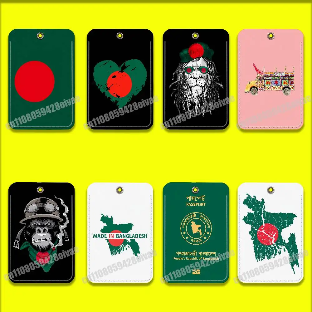 

Bangladesh Bengal Passport Map Flag Card Holder Case For ID Clips Credit Bank Subway Sleeves Storage Bag PU Leather Keychain