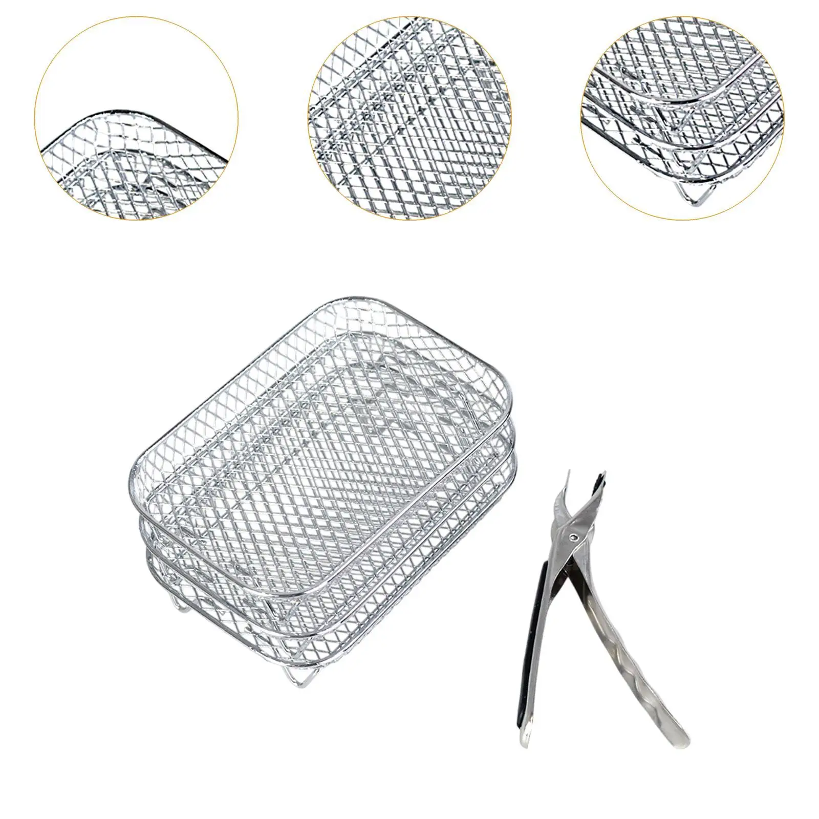 Rejilla para freidora de aire de Metal, 3 uds., con Clip, rejilla para tostadas para cocinar galletas de cocina