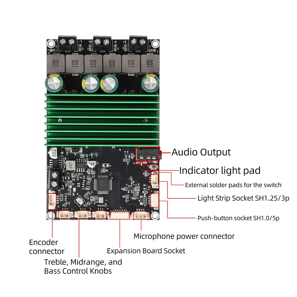 TPA3116 Bluetooth 2.1-Kanal-Verstärkerplatine, hohe Leistung 2x50W+100W 2x150W mit mobile App-Tuning für Heimkaraoke, Auto-Audio, DIY – Detail 13