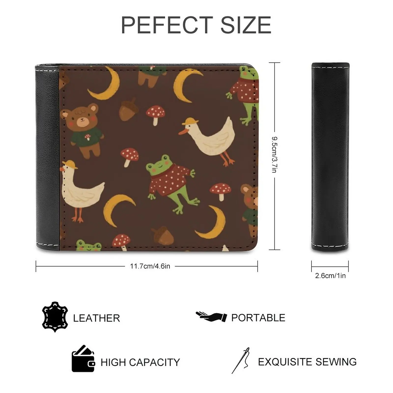 Courage Strength And Magic Leather Wallet Men Classic Black Purse Credit Card Holder Fashion Men's Wallet Merlin Arthur