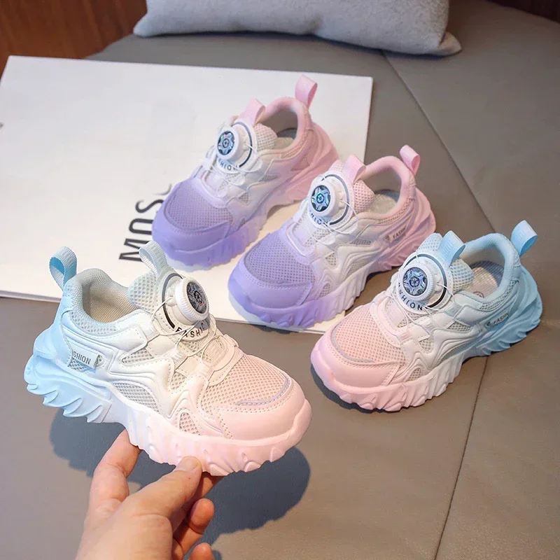 

Детские кроссовки, размеры 27–37, универсальные дышащие спортивные нескользящие кроссовки с пряжкой для девочек, детская обувь