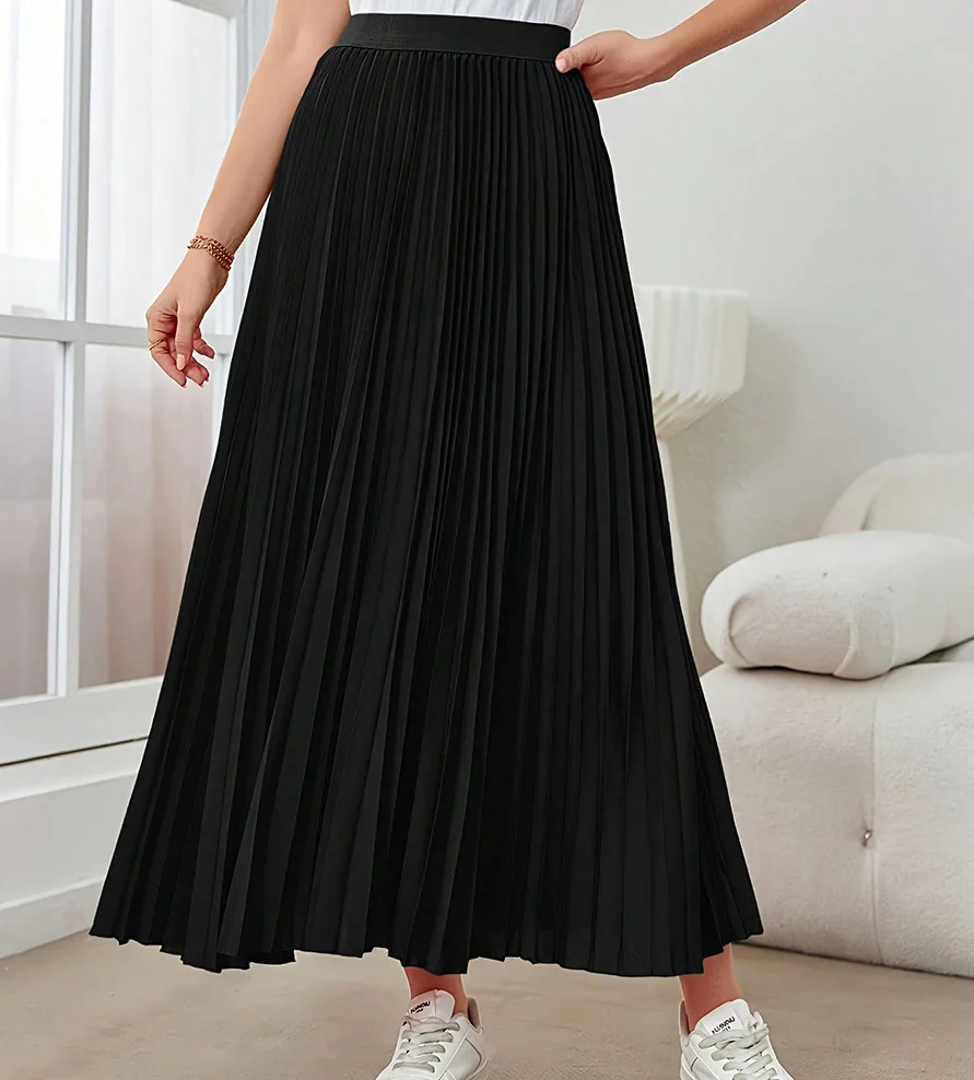 

Pop European And American Midi Skirt New Elegant Pleated Umbrella Skirt For Women