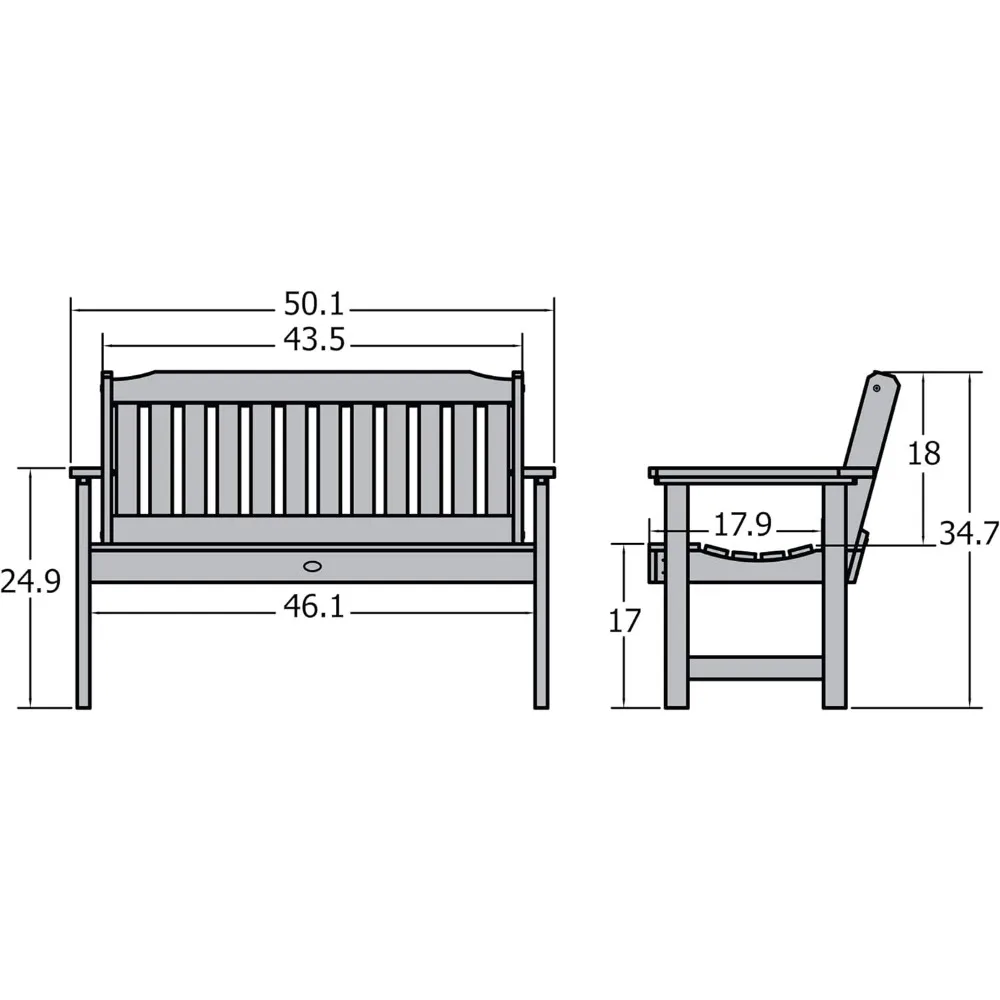 Banc de jardin AD-BENW2-ACE Lehigh, 4 pieds, gland patiné