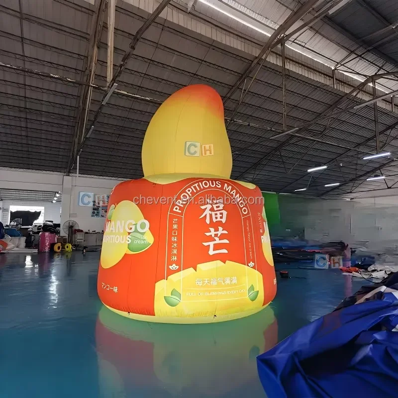 Large Inflatable Mango Ice Cream Tube Custom Printed Logo Fruit Model for Food Shop Promotion Event Display Decor