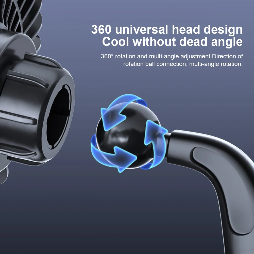 Car Fan 12V-24V Large Wind Three Speed Control Light and Portable Suction Cup Single Head Portable USB Rechargeable 360 Degree view 6