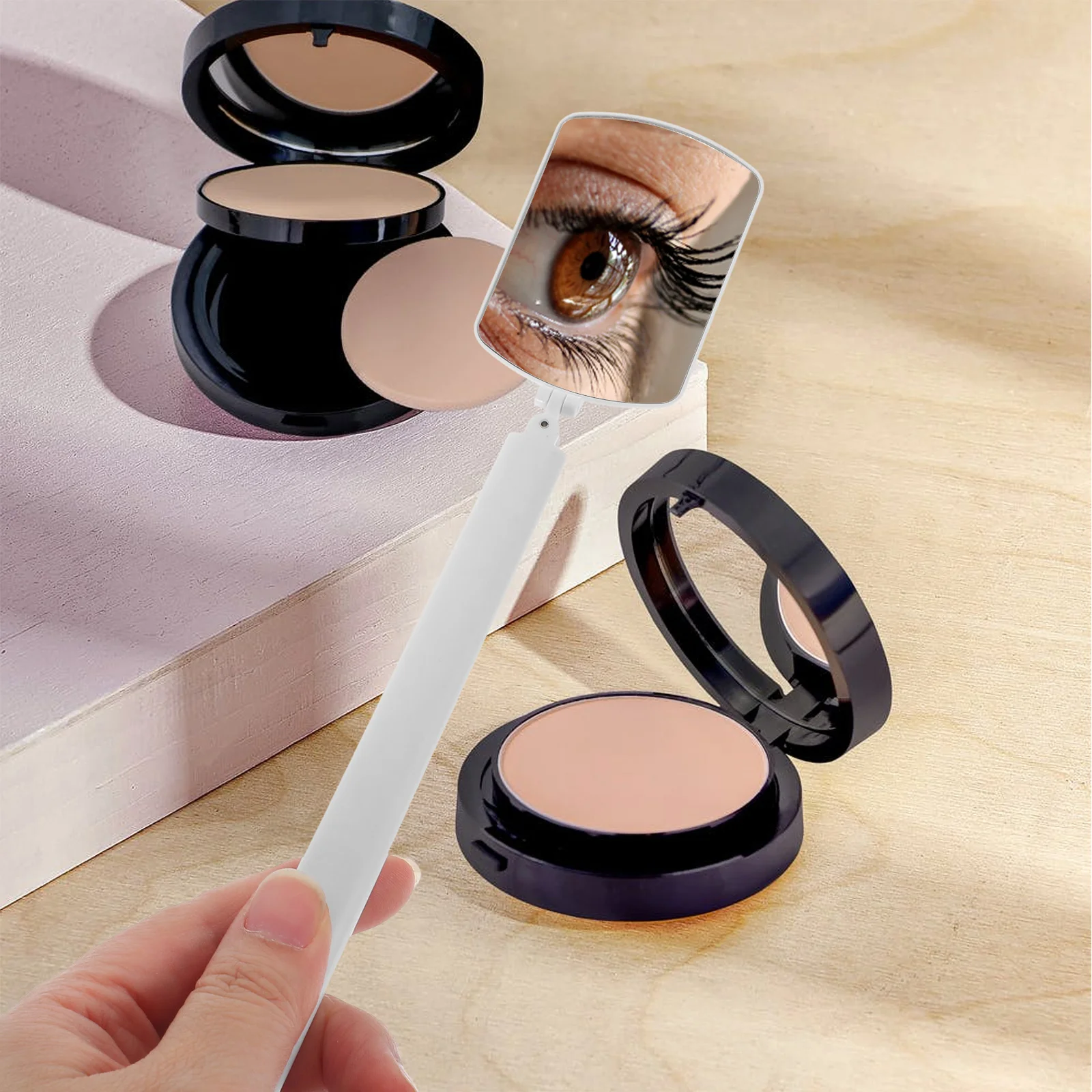 Specchio per estensione ciglia in acrilico Design trasparente con rotazione Strumento di controllo portatile per ciglia per specchio portatile per salone di trucco