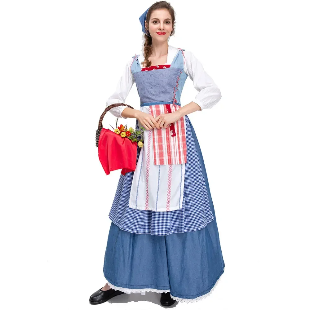 

Bavarian Oktoberfest Victorian Servant Costume French Long Dress Party Maid Cosplay Dress Halloween Tavern Waitress Dress