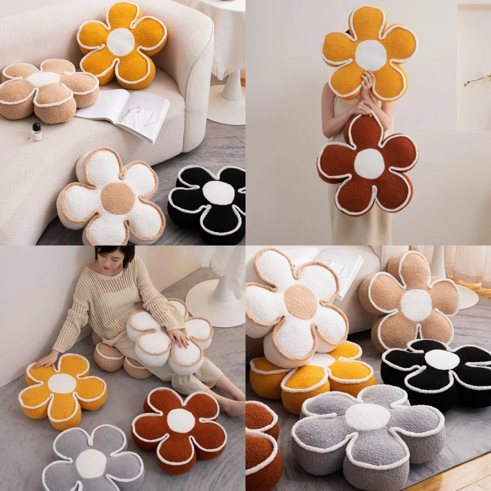 Creamy Style Sunflower Pet Pillow for Dogs Cats Sofa Living Room Seat Cushion Tatami Bay Window Flower Pet Bed