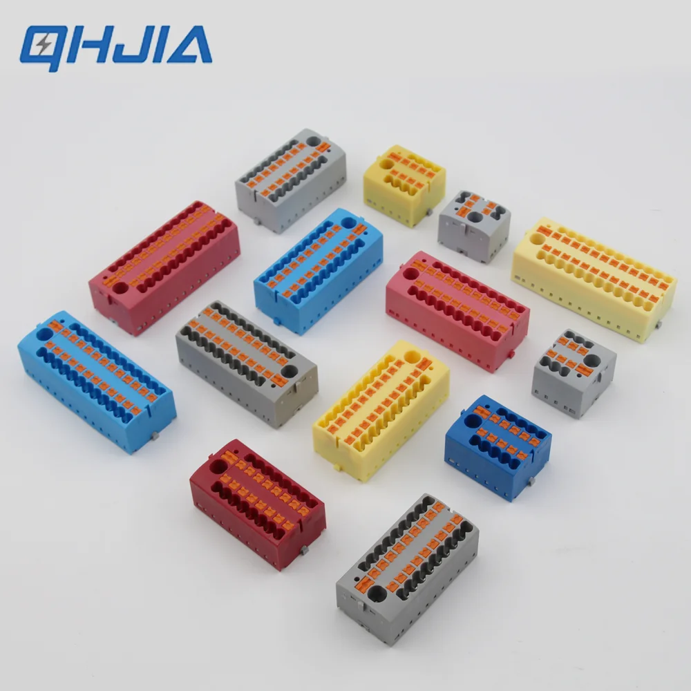 1 in Multiple Out Electrical Splitter Wire Connector - Plug-in Terminal Block for Home Light Wiring, Guide Rail Junction Box