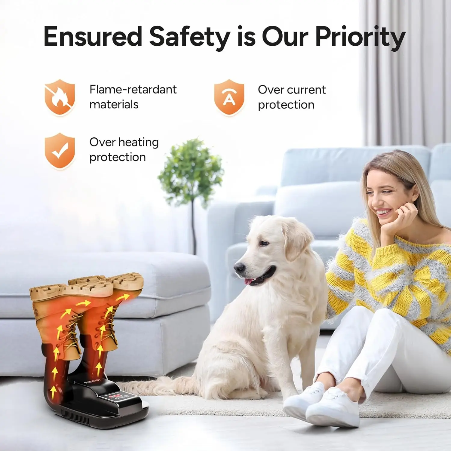 

2025 New Renogy Boot Dryer Shoe Dryer,Boot Warmer with Heat Blower, Portable Adjustable Rack and Timer, Folding Design