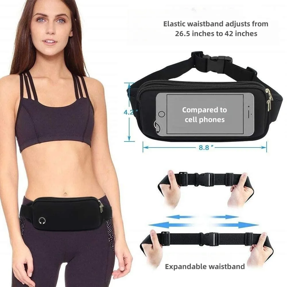 Sports Fanny Pack Women Running Waist Bag Waterproof Men Belt Pouch Mobile Phone Case Anti-theft Pocket Gym Cycling Accessories