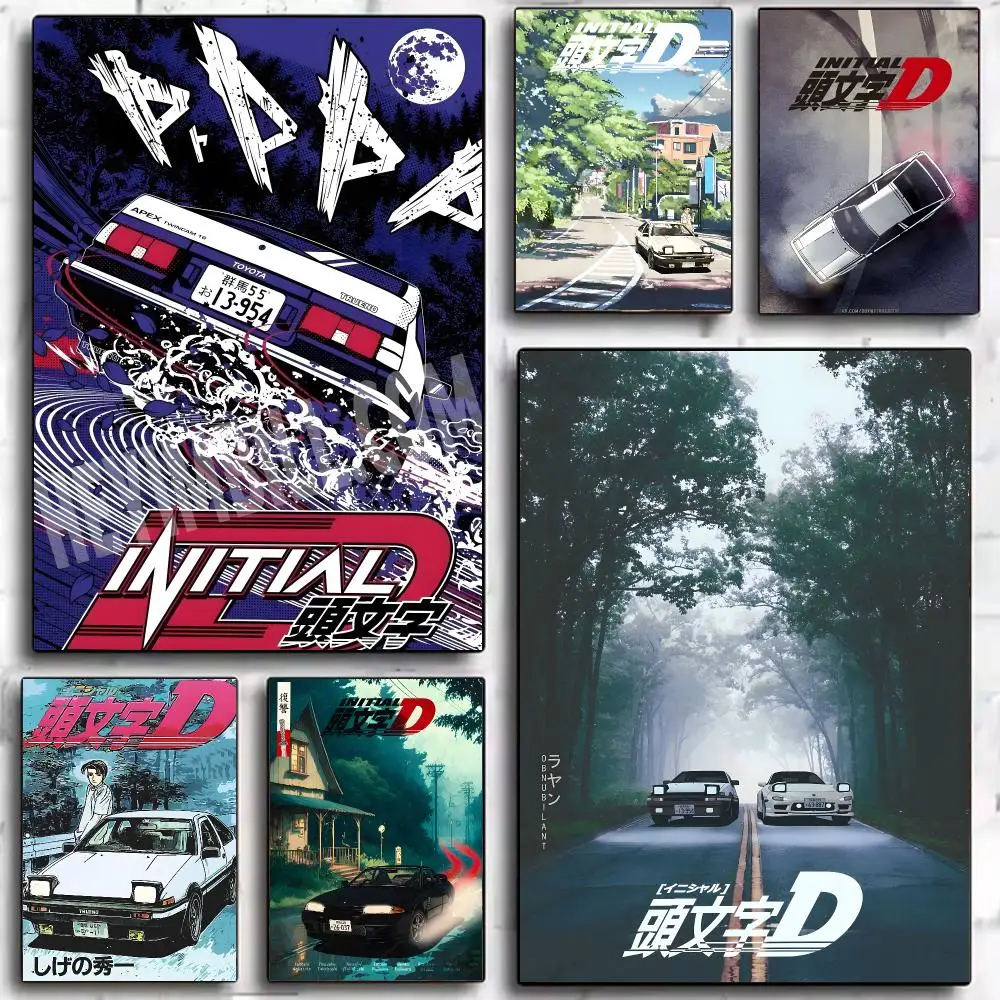 D manga racing Initial D Poster Trendy Aesthetic Self-Adhesive Wall Poster Room Decor for Bedroom & Dorm