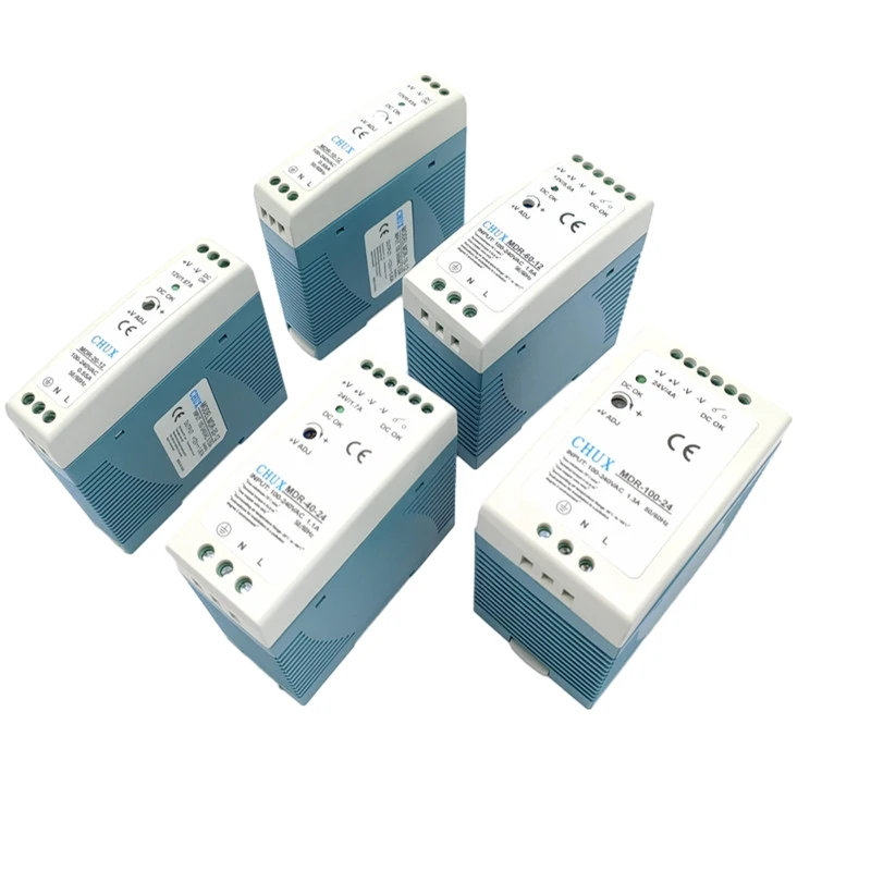 CHUX Din rail Power Supply Switch AC/DC Converter MDR-10W 20W 40W 60W 100W Single output LED Switching 5V 12V 15V 24V 36V 48V