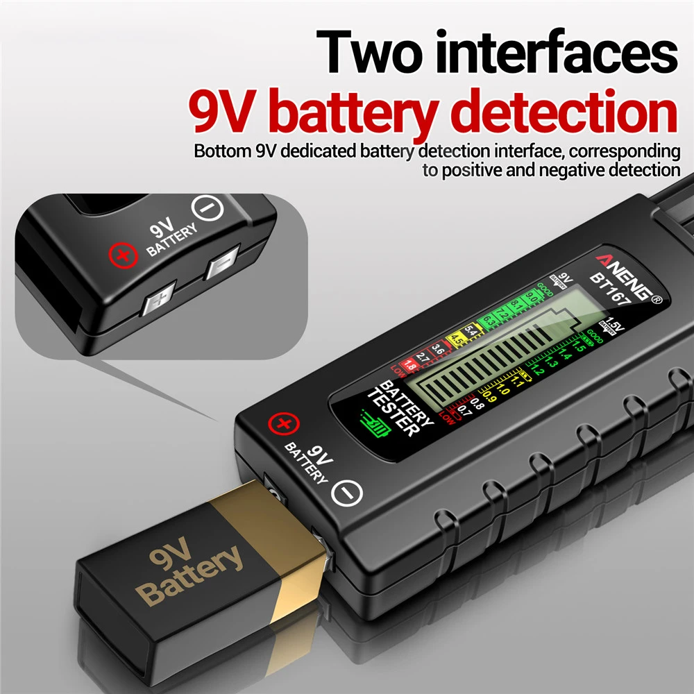 BT167 BT169 Digital Battery Testers Detector Multifunctional Quickly Measure Battery AA/AAA/C/D/9V/1.5V Button Cell Measurement