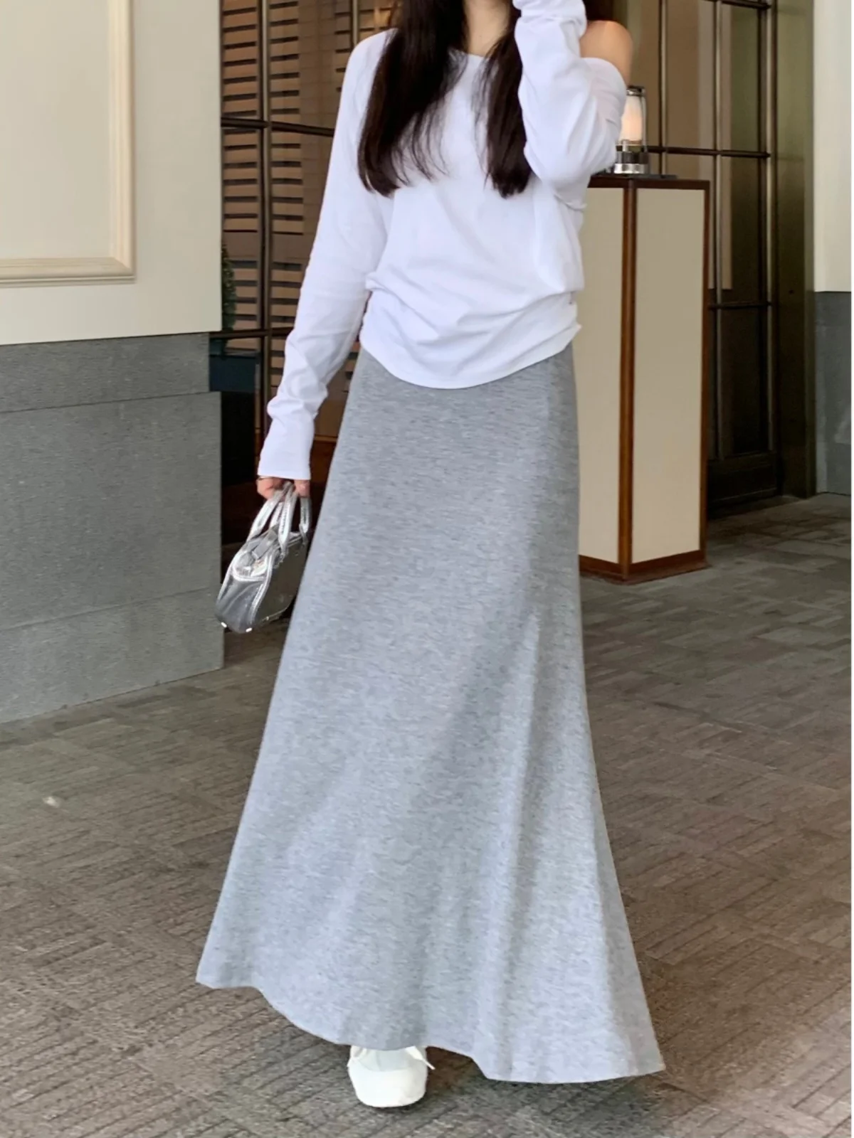 Black High Waist Gentle Sle Elegant Fishtail Skirt Women's Skirt Autumn Soft Glutinous Drape A- line Skirt Frill Long dress