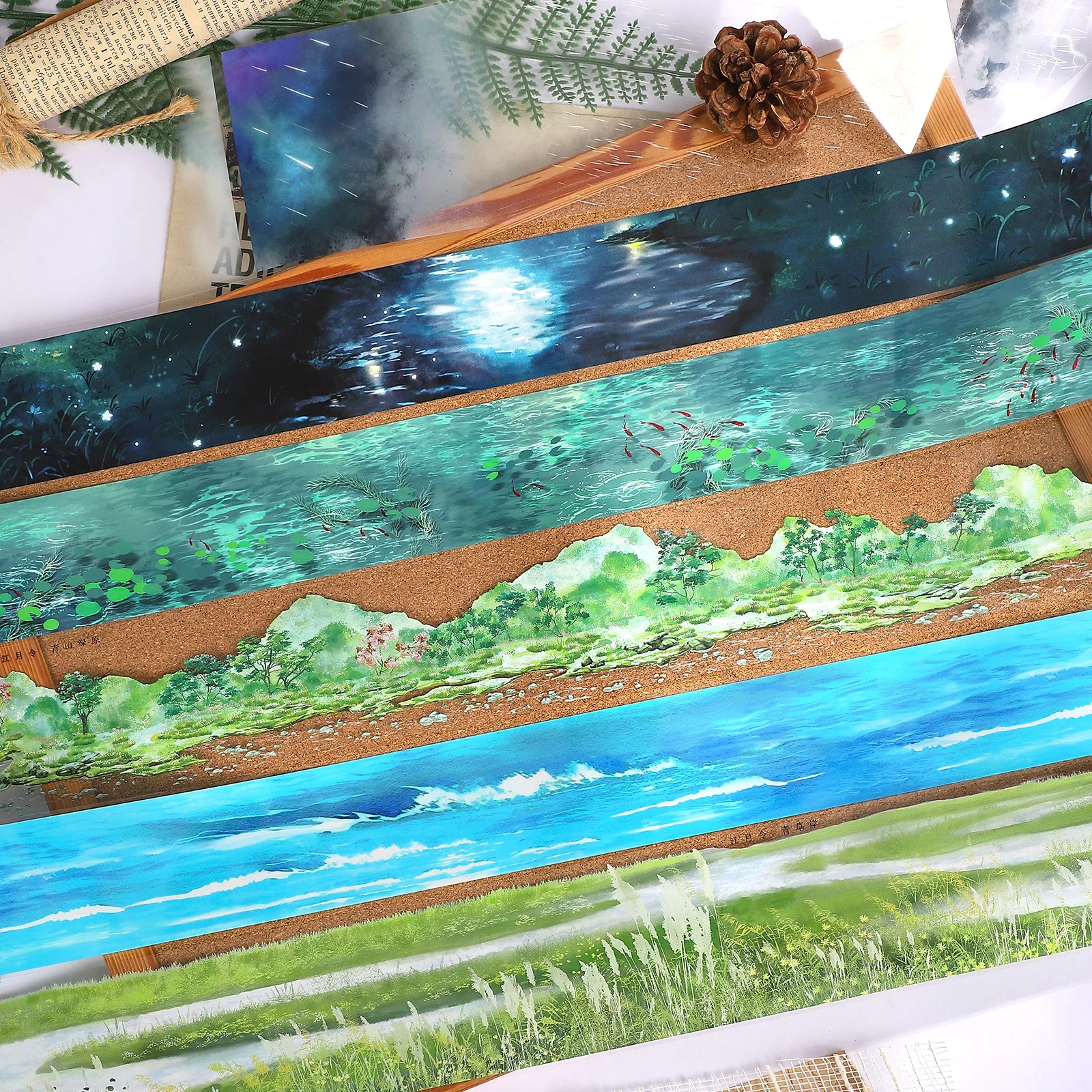 500 cm Vintage Pflanze Meer Teich Blitz Landschaft PET Band Kreative DIY Journal Material Collage Sammelalbum Schreibwaren
