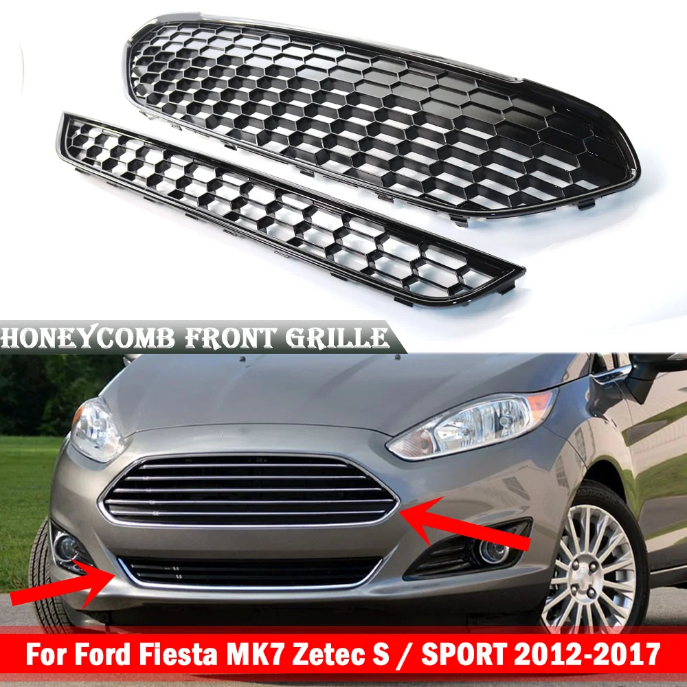 

Car Front Bumper Centre Grille Honeycomb Hex Mesh Upper Lower Grill Panel Grill For Ford Fiesta Zetec-S 2013 2014 2015 2016 2017