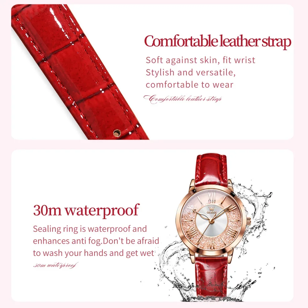 OLEVS 5539 Hot High Quality Casual Women Wristwatch, Waterproof Quartz Genuine Leather Strap Watch For Women