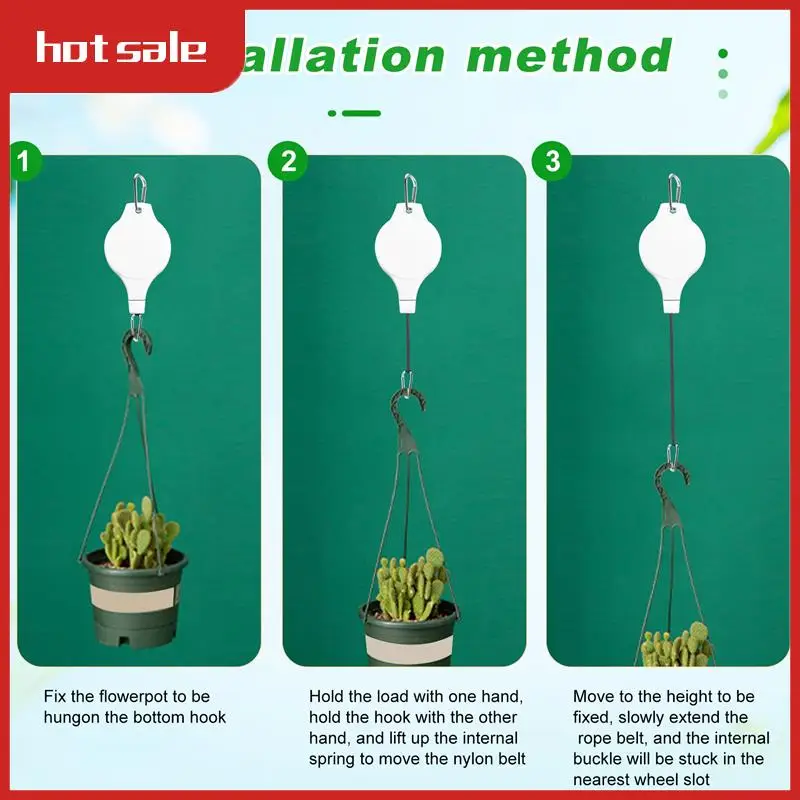 A74P-6 Pack Plant Pulley Retractable Hanger Easy Reach Plant Pulley Adjustable Height Wheel For Hanging Plants Indoor
