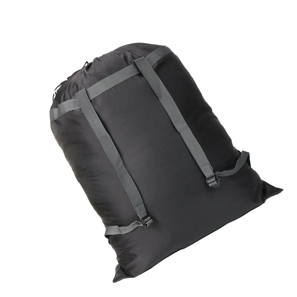 حقيبة ظهر مقاومة للماء شديدة التحمل بسعة كبيرة لتخزين الغسيل للسفر والتخييم باللون الأسود من البوليستر غطاء معطف على شكل ثوب #1
