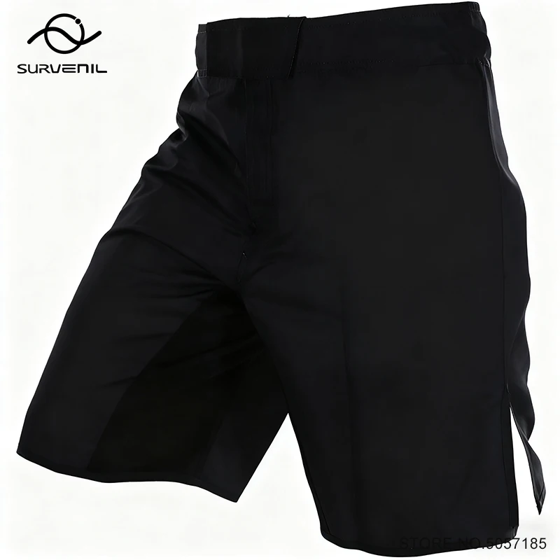Celana Pendek MMA Pria Polos Hitam untuk Latihan Tarung BJJ Jiu Jitsu Grappling Kickboxing Tanpa Logo Sparring Muay Thai Boxing