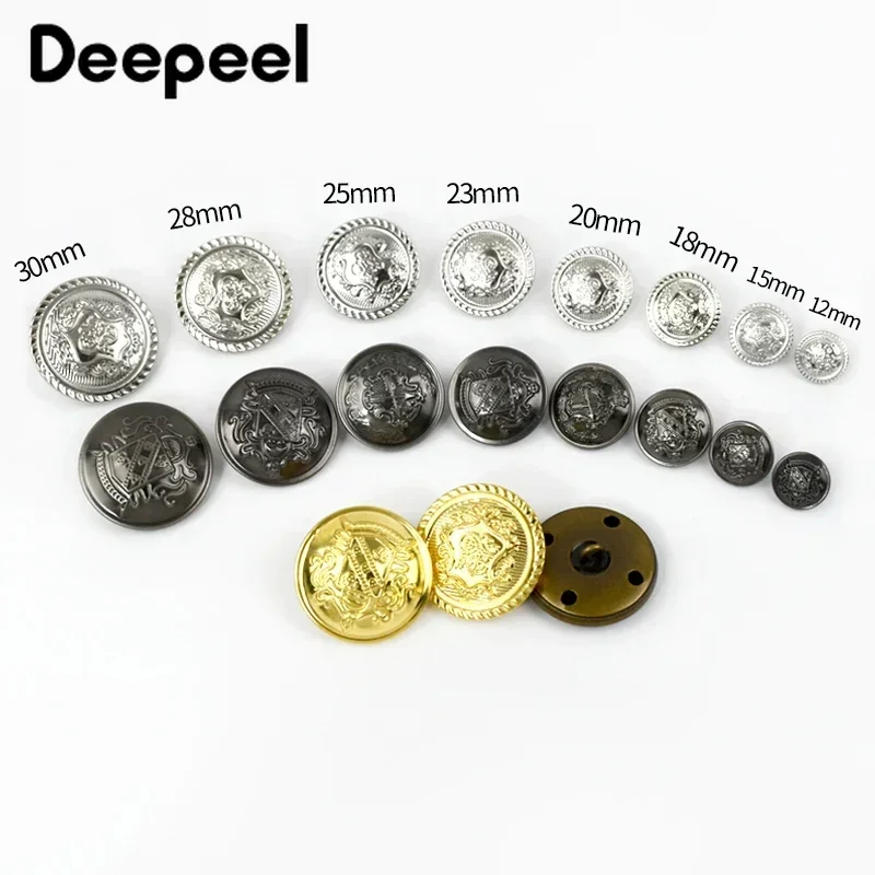 10Pcs 12-30mm Metal Button Retro Shank Flat Buttons Hollow Copper Buckles Shirt Coat Clothes Jeans Clasp DIY Sewing Accessories