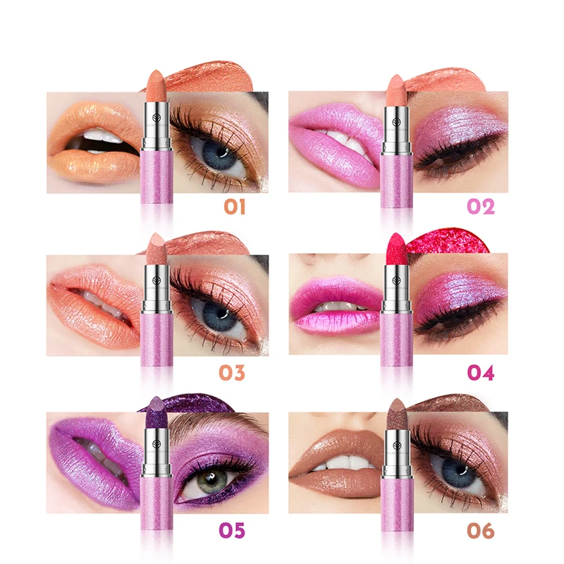 Waterproof Diamond Shimmer Glitter Lip Gloss Pearlescent Solid Lipstick Shiny Pearl Eyeshadow Long Lasting Liptint Women Makeup