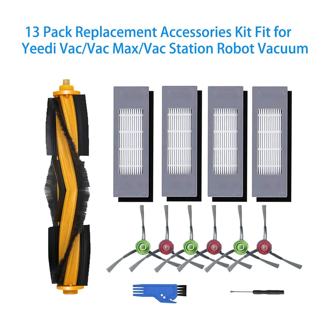 Replacement Accessories Kit Fit for Yeedi Vac/Vac Max/Vac Station Robot Vacuum, Main Brush Filter Side Brushes