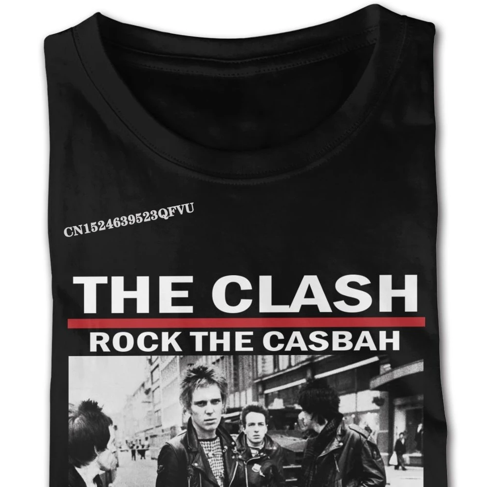 Cartoon Print The Clash Rock The Casbah Mens Tshirt Kawaii Oversized Anime Tshirt Men For Men's Small Size Black T Shirts